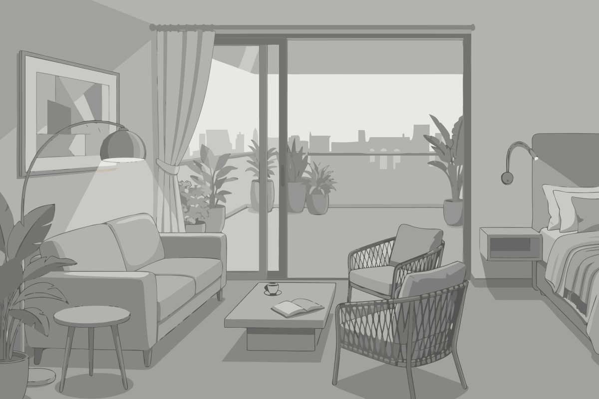 Apartament z 2 sypialniami i balkonem